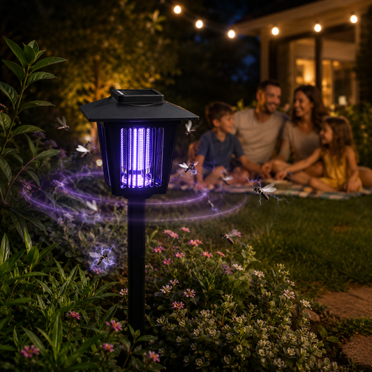 Insecticide solaire pour moustiques & lumière pour piquet de jardin